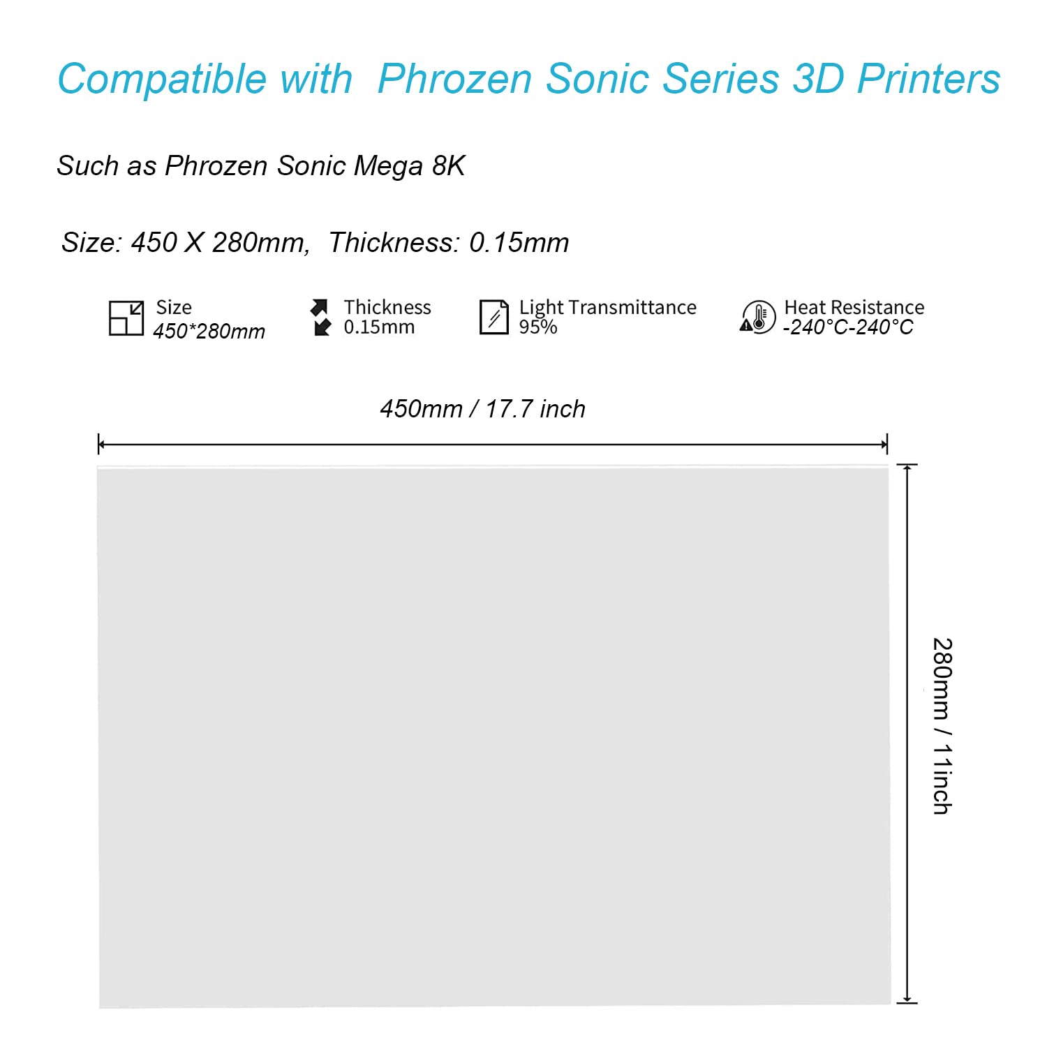 JAK3D NFEP Release Film 220 * 180 * 0.15mm for Resin DLP /  LCD 3D Printer